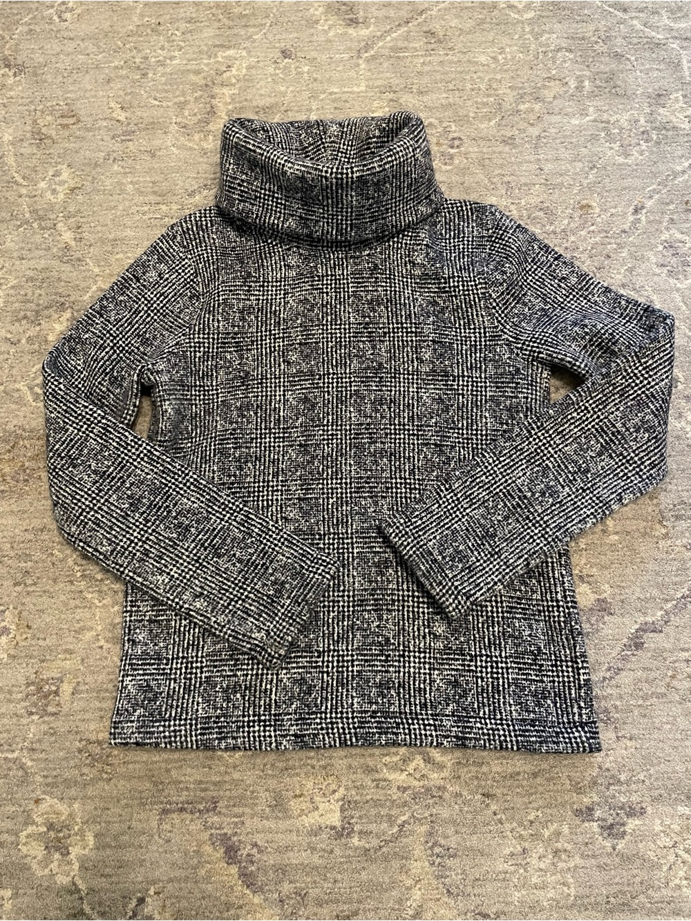 Black & White Plaid Turtleneck Sweater